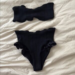 Hunza G Black Textured Bikini